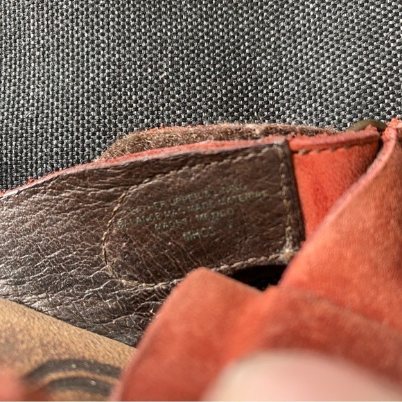 Born Kates Womens Red Leather Strappy Gladiator Low Wedge Sandals Shoes Boho 9 - Picture 7 of 8